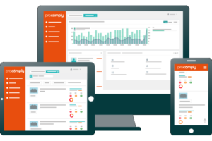 ProComply property compliance software on desk top and mobile devices