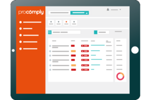 ProComply property compliance software system screen display on tablet